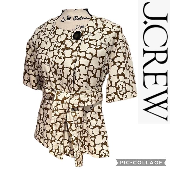 NWT J. Crew Collection Giraffe Safari Jacket brown & cream size 8 - Picture 1 of 12
